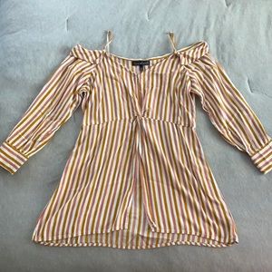 Pink/burnt Orange off the shoulder long sleeve top